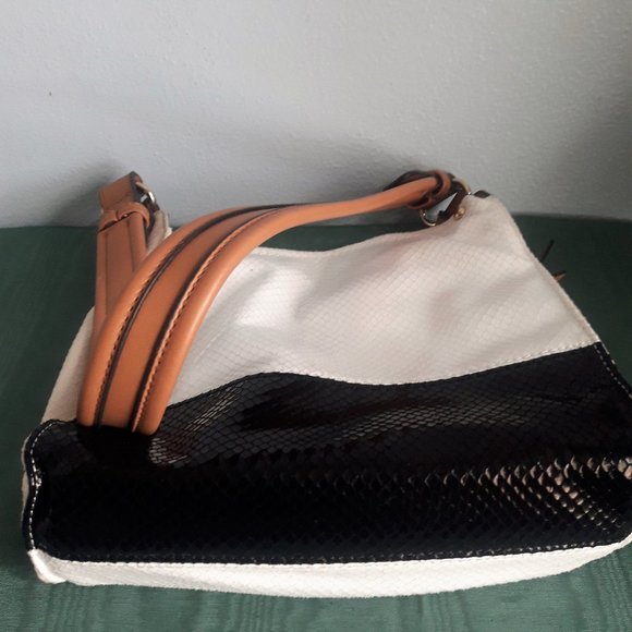 Sondra Roberts Squared Shoulder Bag White Black Multi-color Block Purse Handbag - Picture 9 of 14